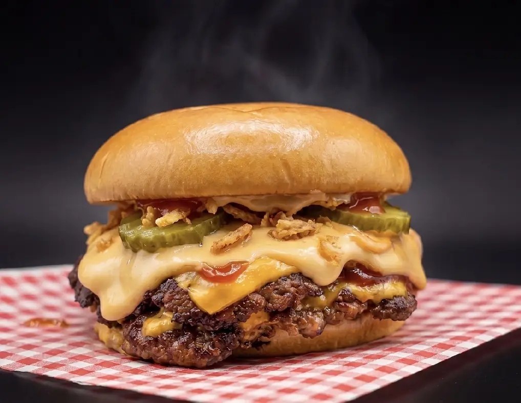 Double cheeseburger cu murături